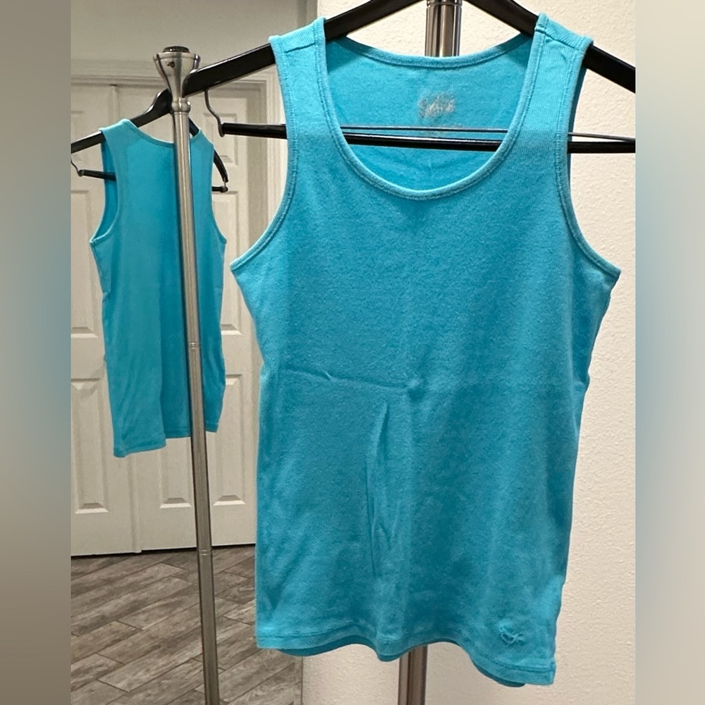 Justice Ribbed Tank Aqua - size Childrens Clothing: 16